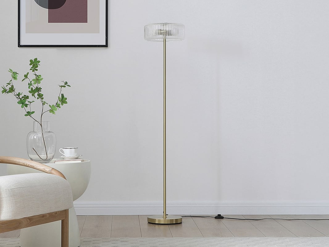 Lampa stojąca ze szkła i złoconego mosiądzu - D.30 x W.145 cm- LACAYA