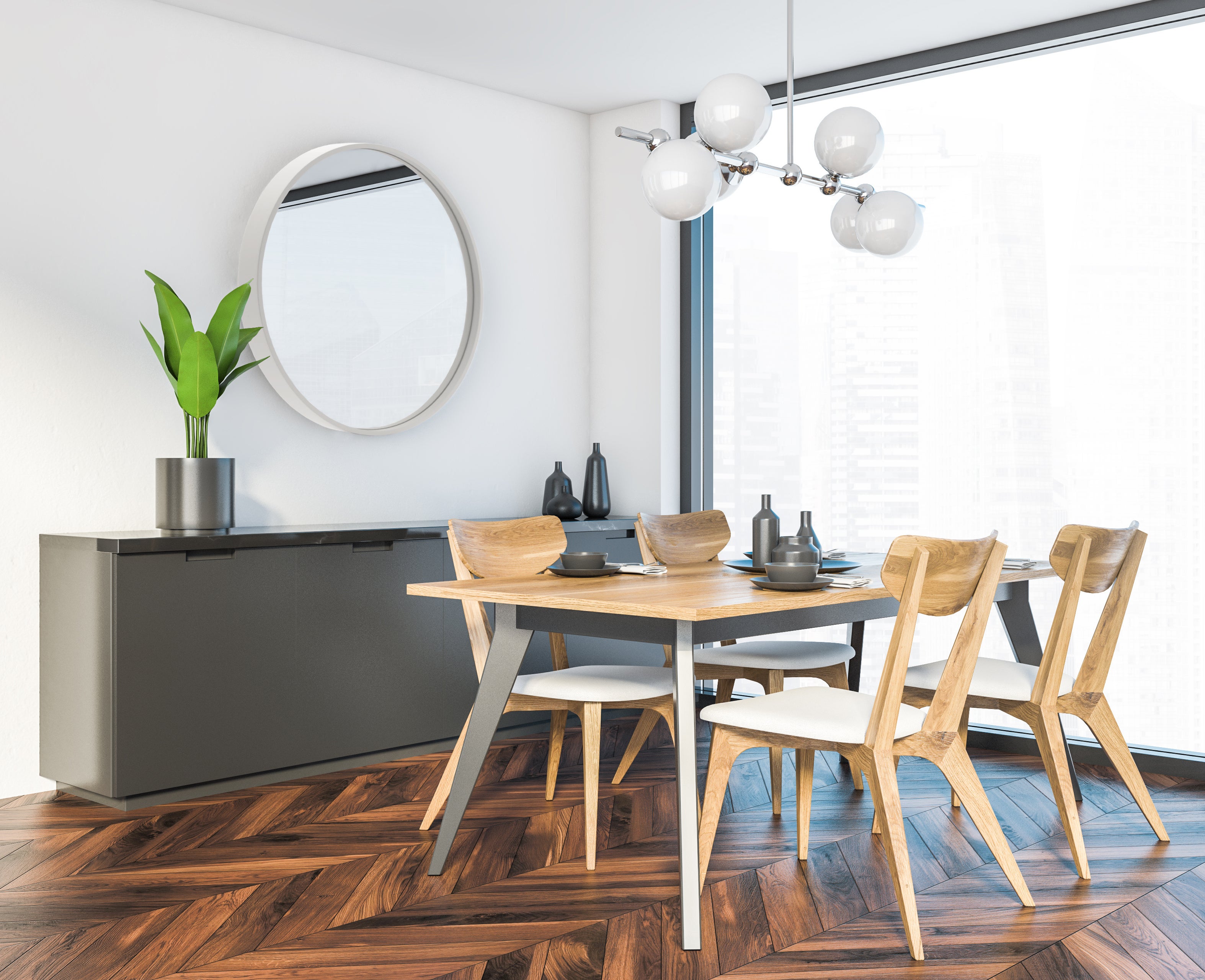 BD ART Miroir Rond Moderne, Mural, Diamètre de 60cm, Bois, Couleur Blanche - 5