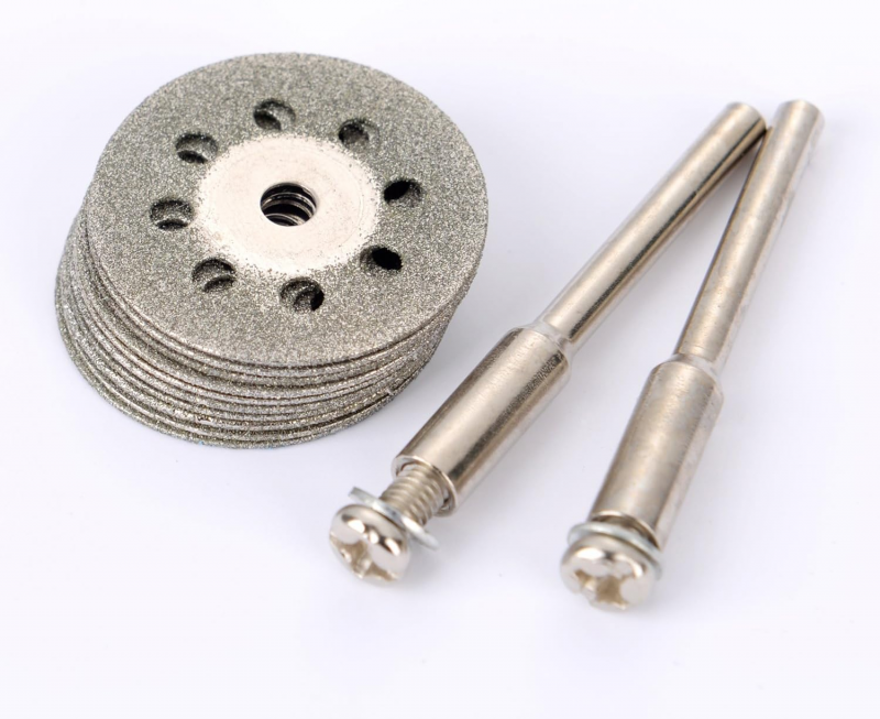 Zestaw 10 mini tarcz tnących perforowanych 22 mm, diamentowych, tarcz do cięcia, trzpieni Ann Arbor