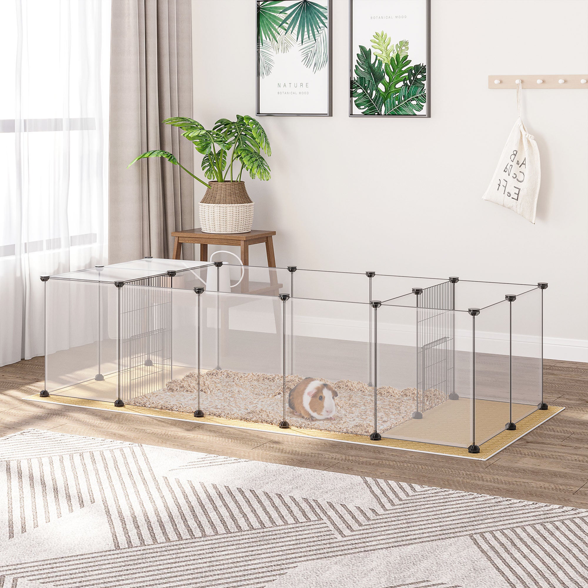 Enclos Animaux DIY 20 Panneaux + Tapis 175x70x45cm Modulaire Blanc Pour ...