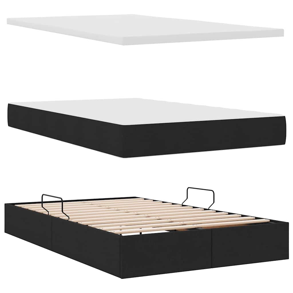 Lit avec rangement et matelas en velours noir, pour la chambre, 120 × 200 cm - 8