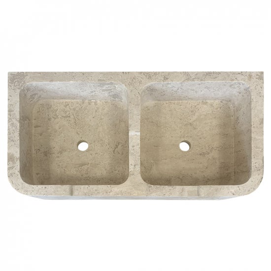 Évier de cuisine en travertin beige Clovis - 2 bacs - 90 x 45 x H.18 cm - C-NEGOCE - 3