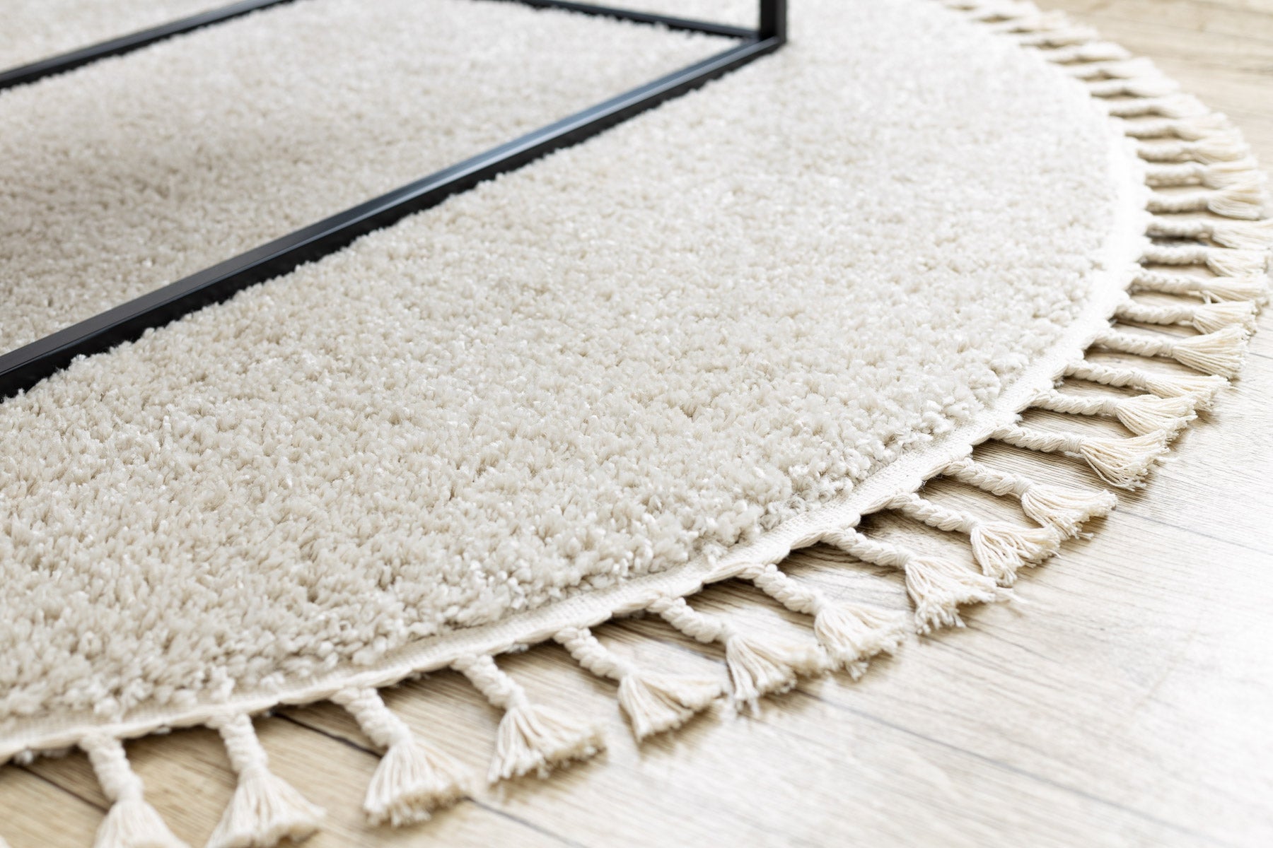 Covor Berber 9000 cerc cremă Franjuri shaggy cerc 120 cm | Leroy Merlin