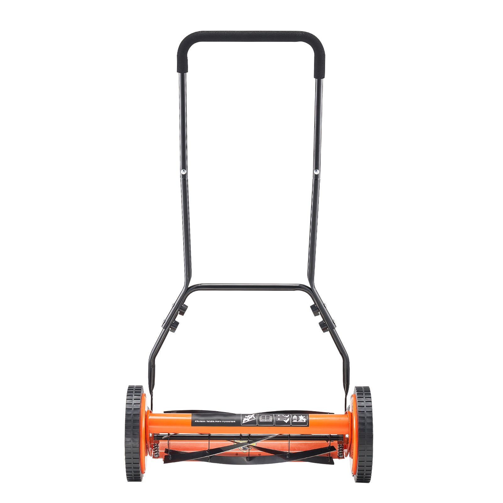 Tondeuse a Gazon Manuelle SucceBuy, 450 mm, 5 Lames en Acier, sans Moteur, Hauteur de Coupe Ajustable de 35 a 62 mm, avec Bac de Ramassage