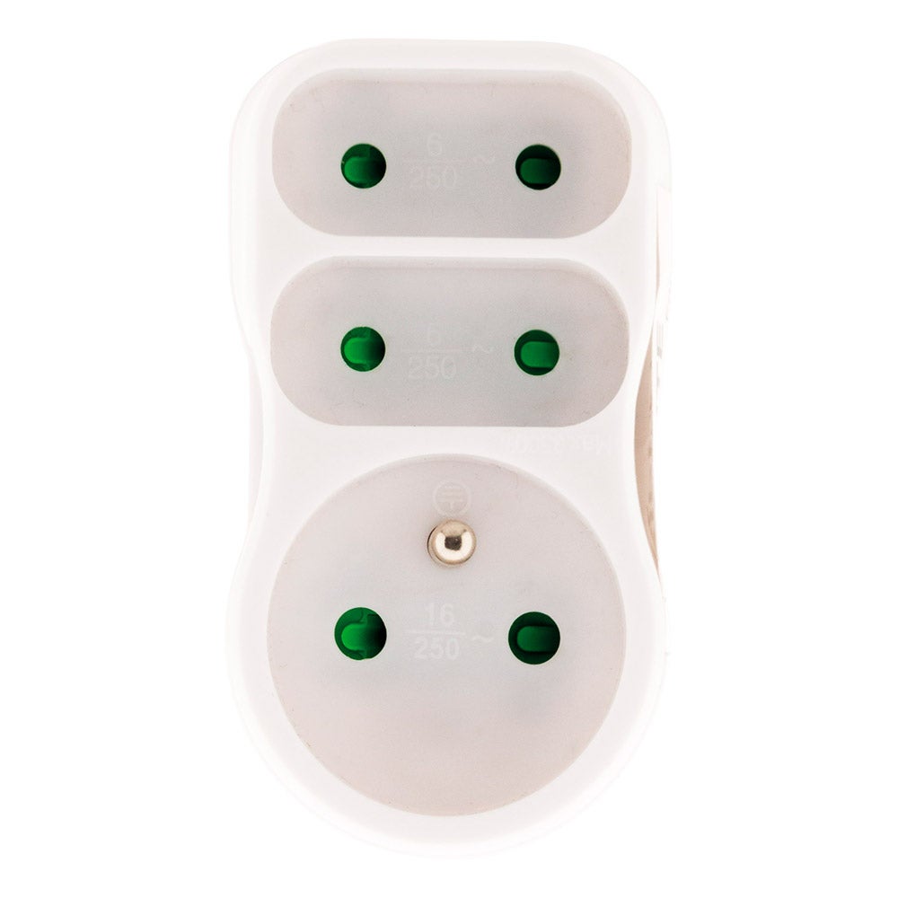 Multiprise triplite 2P 6A + 2P+T 16A façade - Zenitech - 2