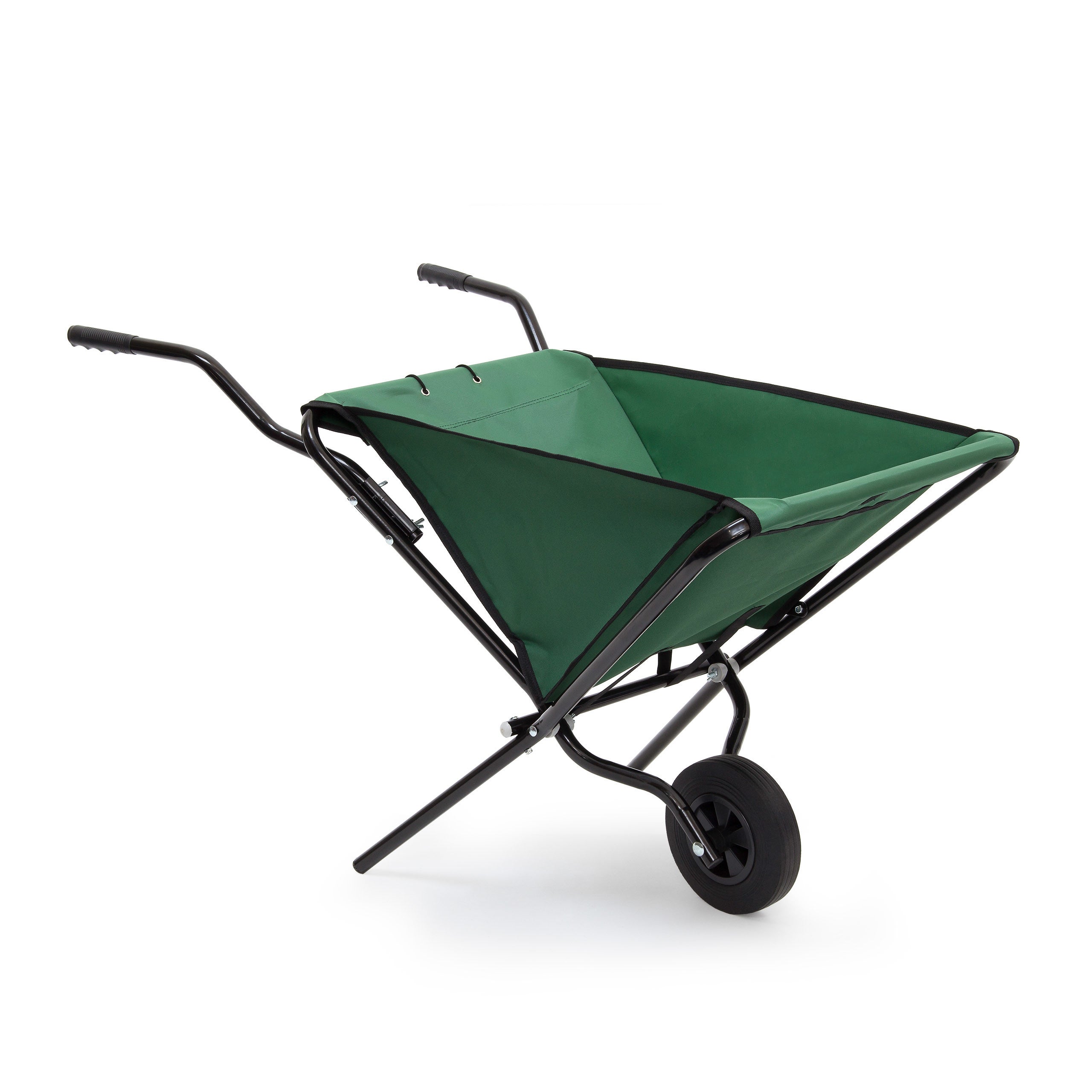Relaxdays 10020536 Brouette pliable verte grande 90 litres jardin 30 kg acier polyester HxlxP