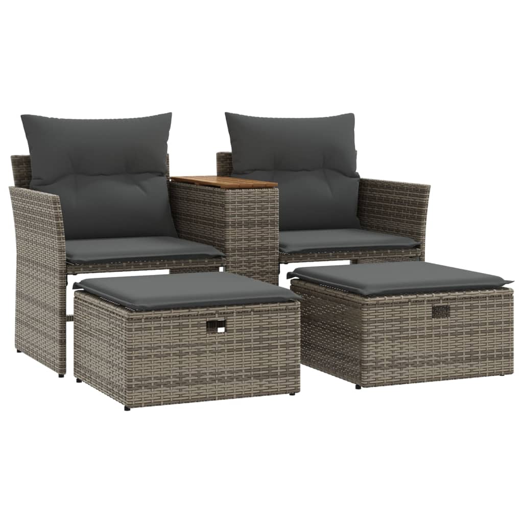 Tidyard Divano 2 Posti Giardino In Polyrattan Nero Con Cuscini – 124 Cm, Per Esterno, Balcone - 4
