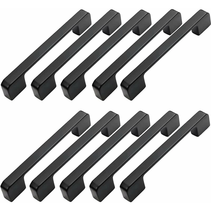 10 sztuk Uchwyt Meblowy Rozstaw Otworów 128mm - Czarny Uchwyt do Drzwi Kuchennych Uchwyt Listwowy Meblowy Czarny Uchwyt Kuchenny 96mm