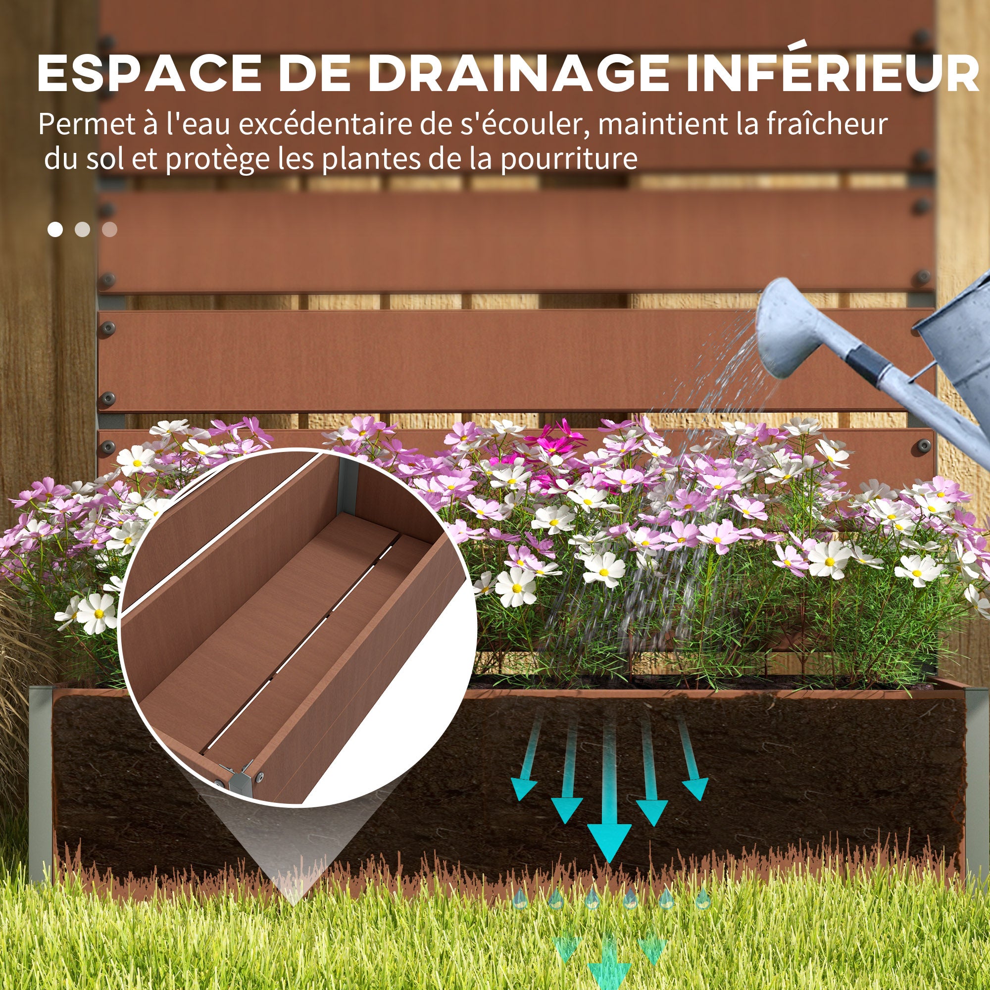 Jardinière avec treillis Panneau composite bois-plastique Outsunny - 7
