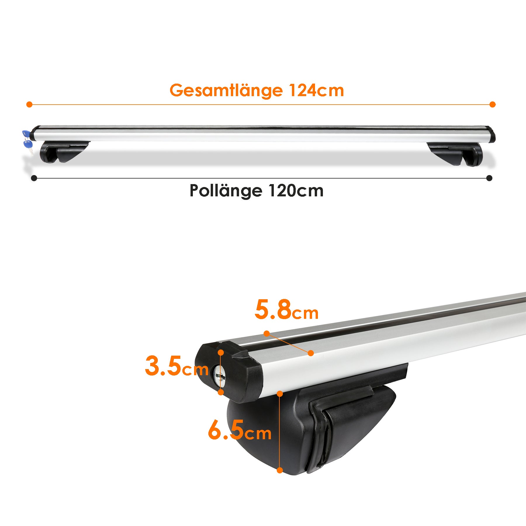 Barre de toit universelle L124 Barre de toit réglable 150 kg Support de base de voiture en aluminium avec clé - 2