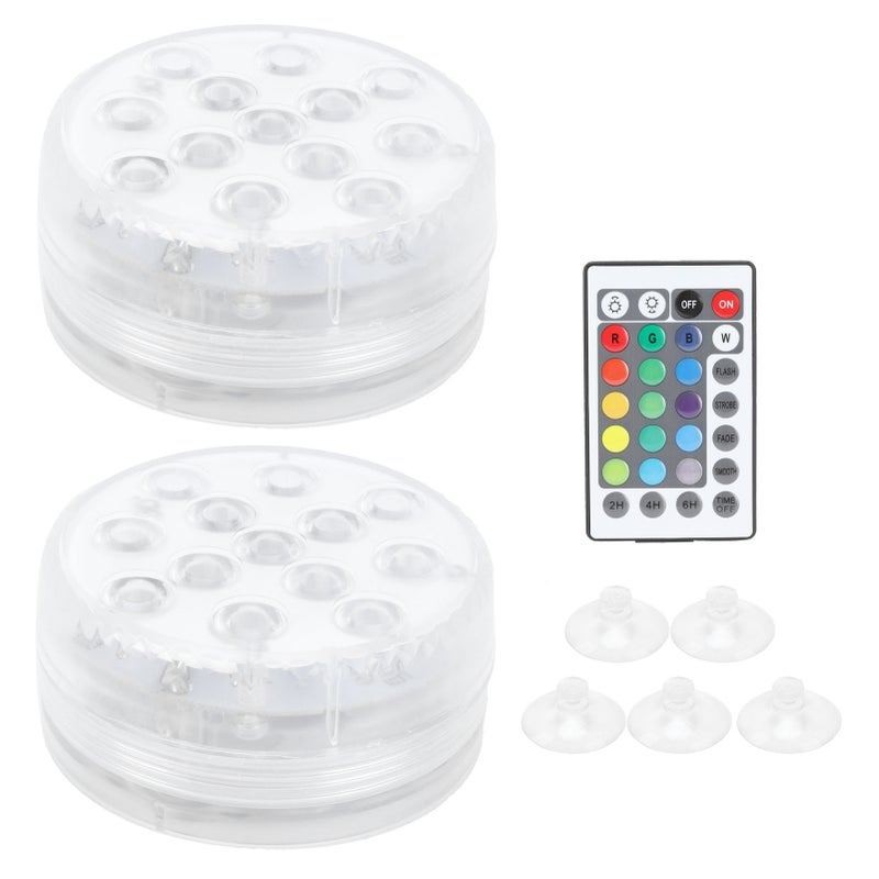 Lampa basenowa LED 16 kolorów RGB, światło zanurzeniowe z przyssawką magnetyczną do fontanny akwariowej, 2 sztuki