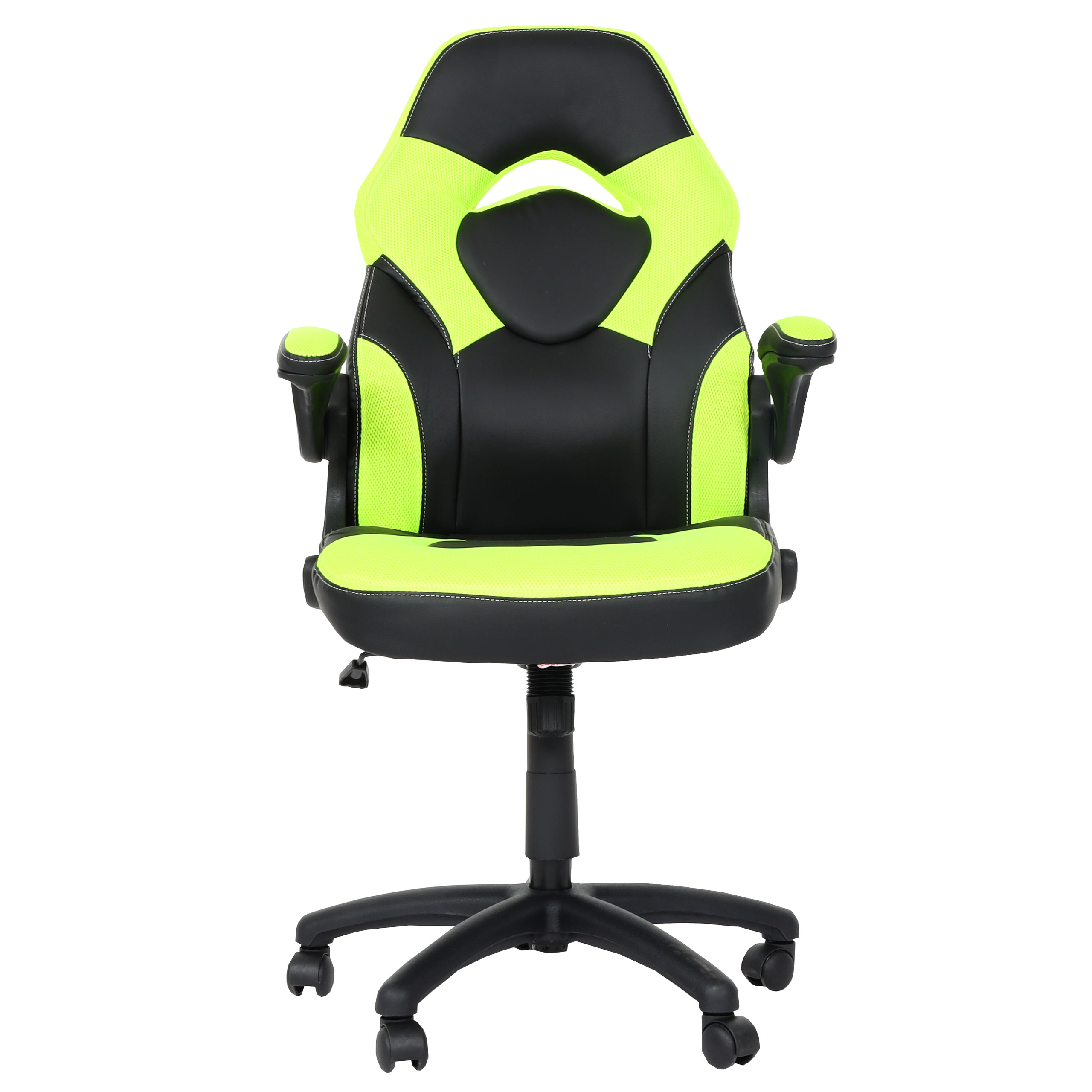 Krzesło biurowe HWC-K13, krzesło obrotowe do gier, ergonomiczne, regulowany podłokietnik, imitacja skóry ~ czarno-zielony