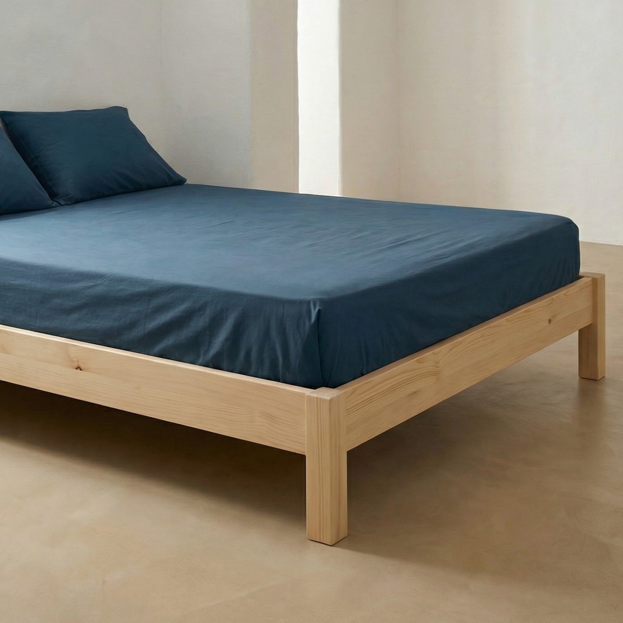 Drap-housse 120x200x30 cm 100% coton respirant réglable coloris Azul - 6