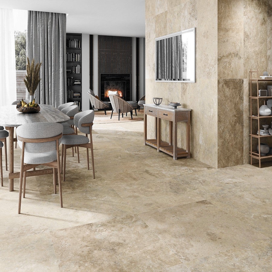Carrelage Izmir 60x120 Cm Effet Travertin Rectifi Leroy Merlin