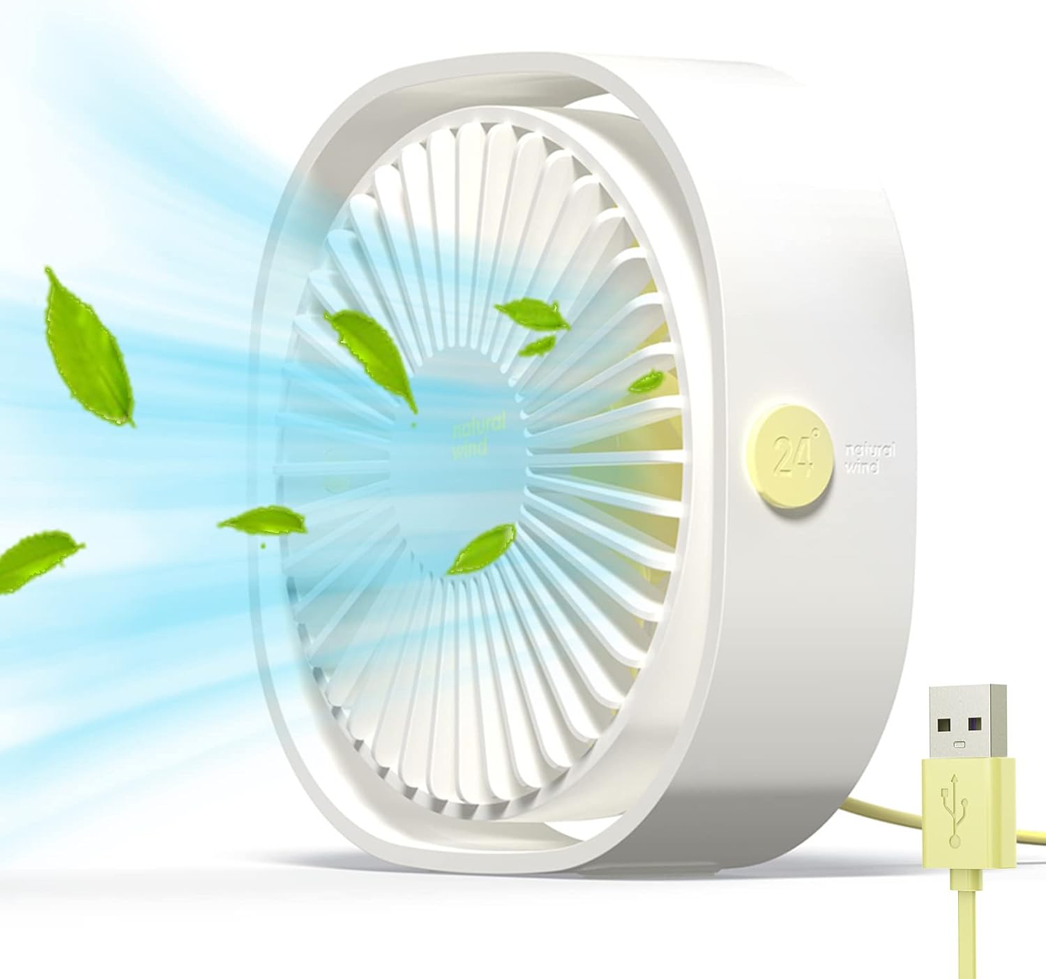 Mini wentylator USB Przenośny wentylator Cichy wentylator biurkowy 3 prędkości Regulowany Zasilany przez USB, do domu i biura