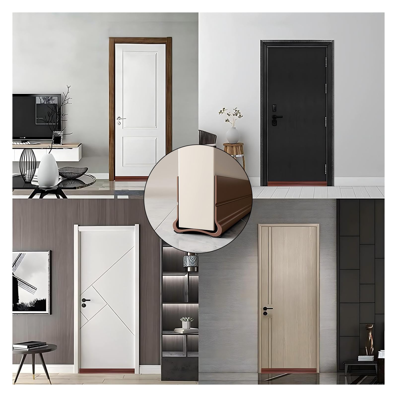 Guarnizione per porta in silicone autoadesiva bianca lunga 93 cm, adatta per porte con uno spazio nella parte inferiore da 0,3 a 2,6 cm - 5