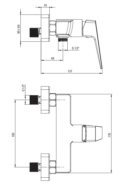 Rubinetto doccia esterno in colore PVD Titanio Deante BLUR BQL_D40M - Titanio - 2