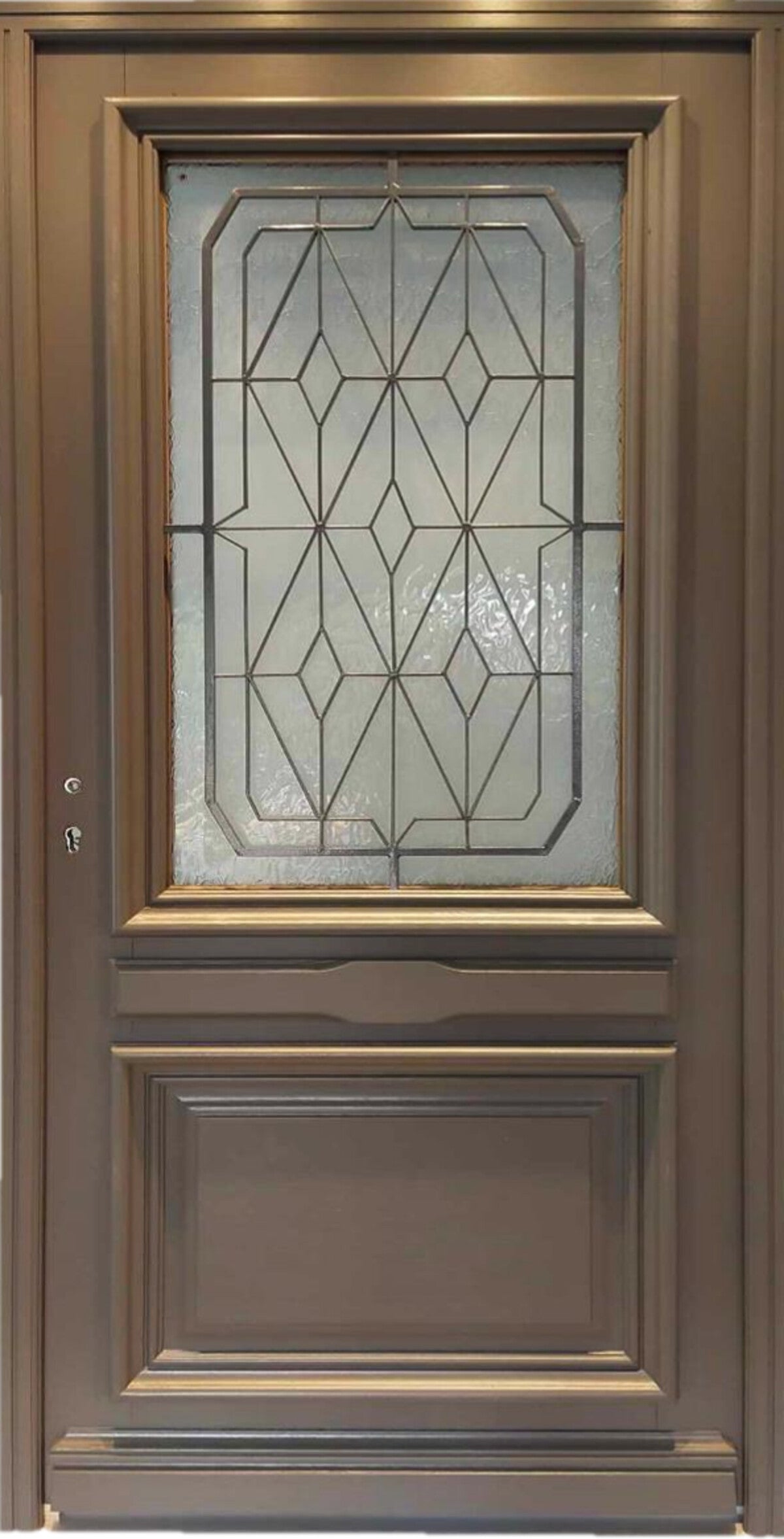 Porte D'entrée Bois Vitrée Camille Gris Quartz, H215 X L90 Cm Côte Tableau P.droit Gd Menuiseries - 2