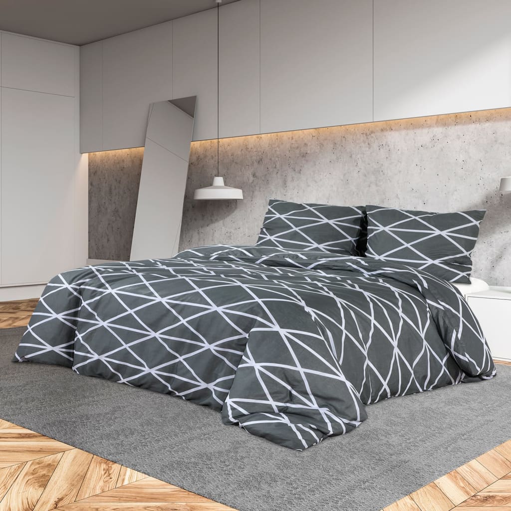 Conjunto de capa de edredão 220x240 cm algodão cinza vidaXL - 9