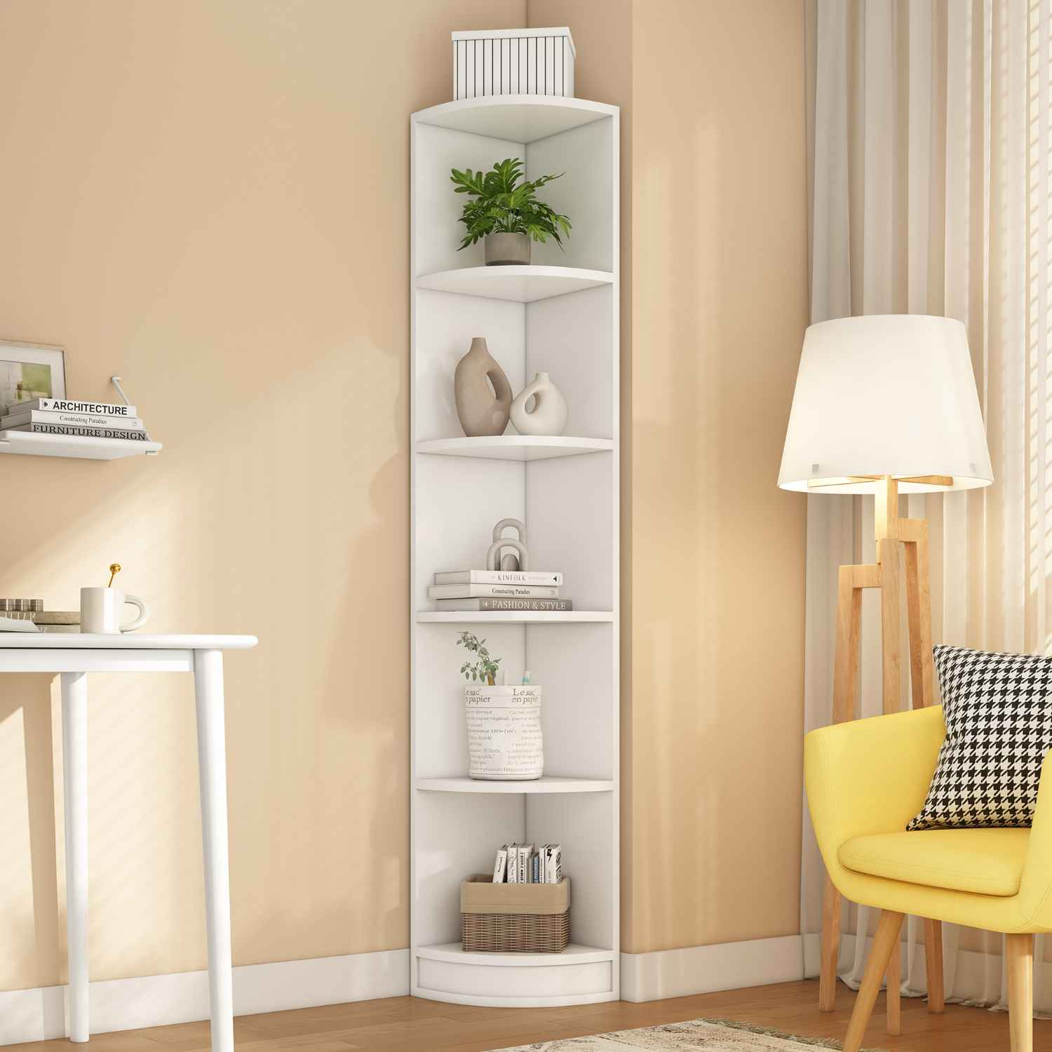 tag re D Angle Blanche 5 Niveaux En MDF Biblioth que Gain De Place tag-re-d-angle-blanche-5-niveaux-en-mdf-biblioth-que-gain-de-place