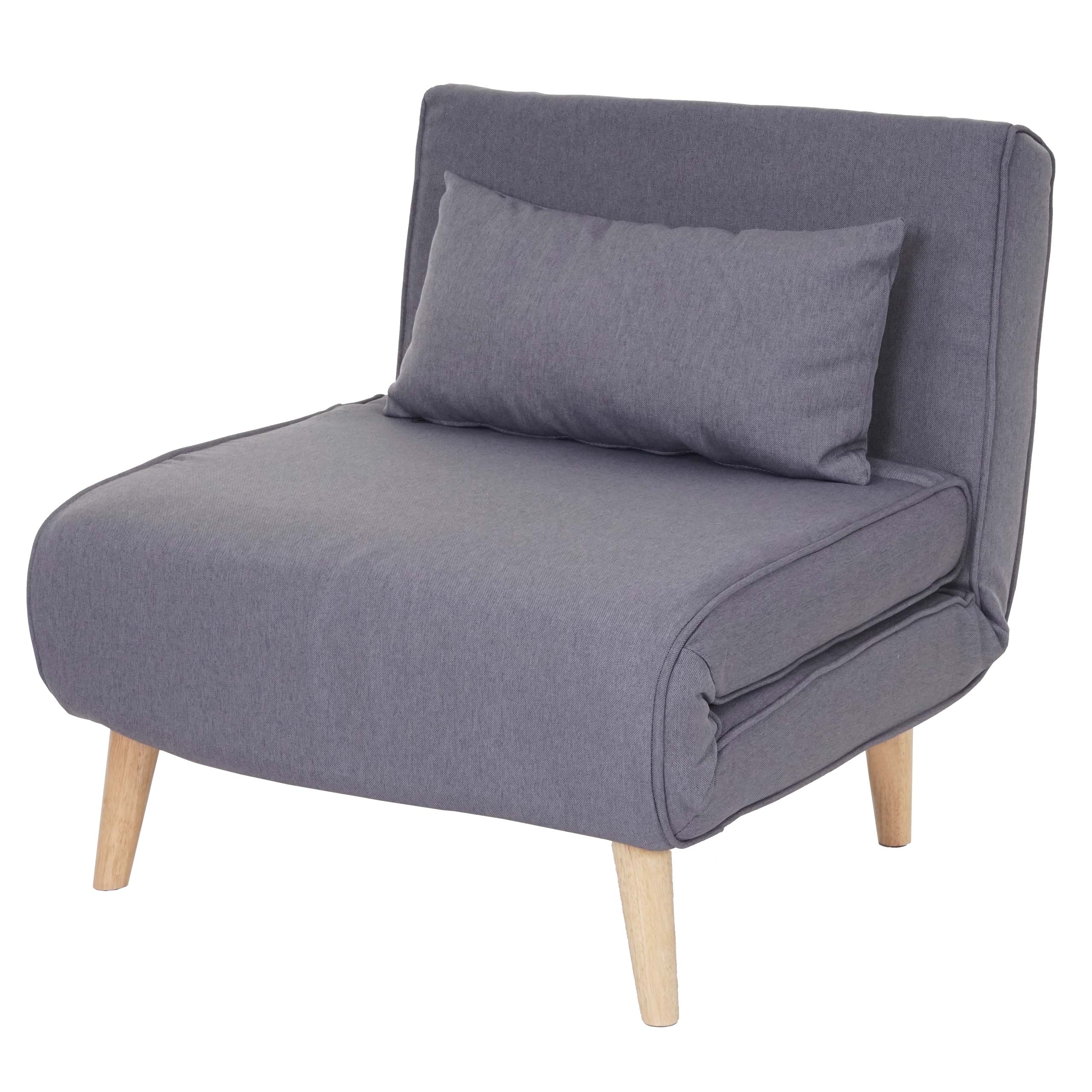 Sofá cama sillón-dormitorio para una persona funcional relax plegable en tela gris claro 04_0003095