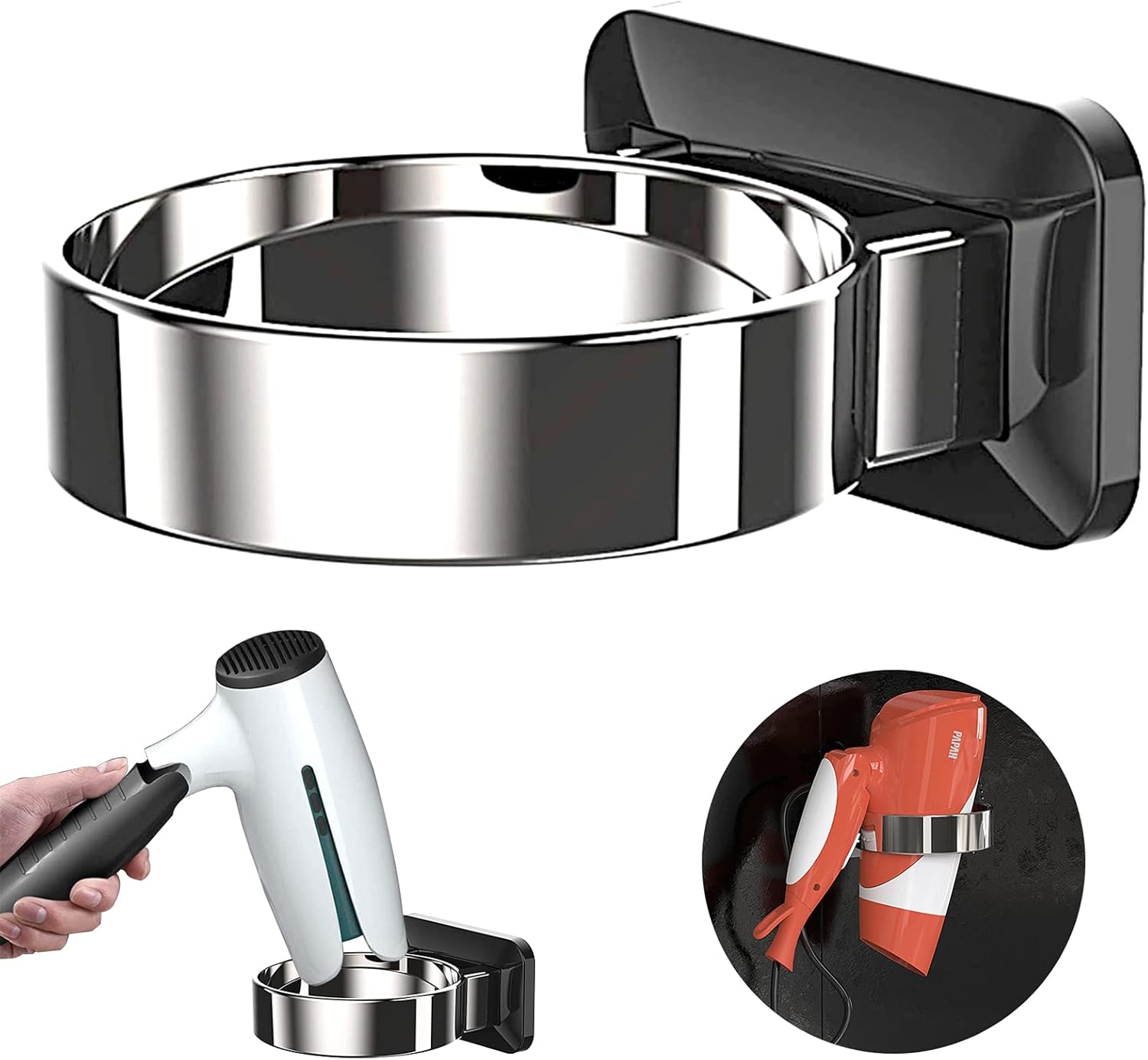 Mellystore Porte Sèche Cheveux Mural Adhésif Support Sèche Cheveux