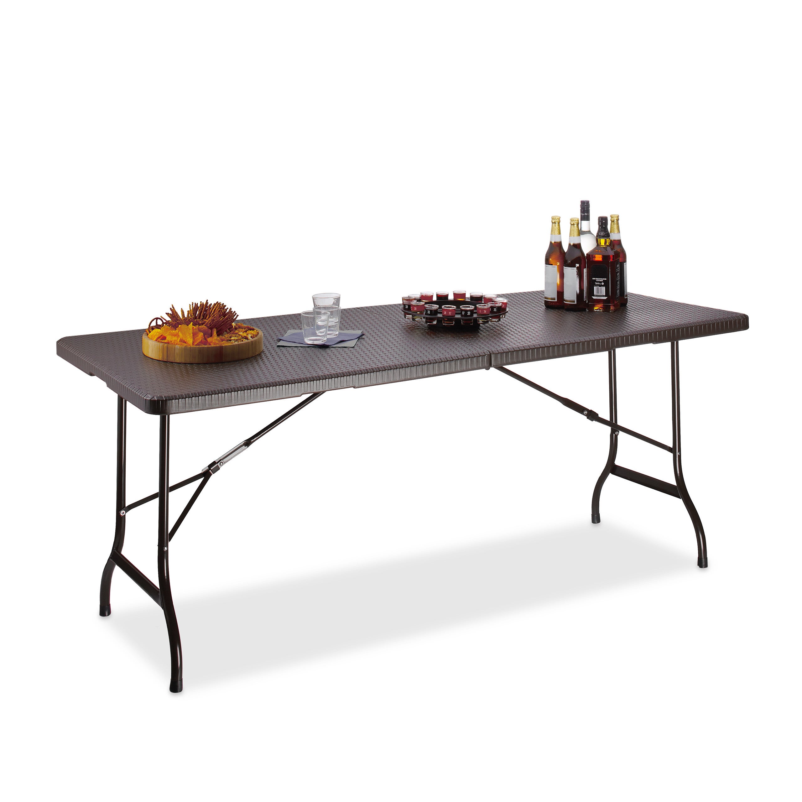 Relaxdays Table de jardin pliable BASTIAN optique rotin grande table ...