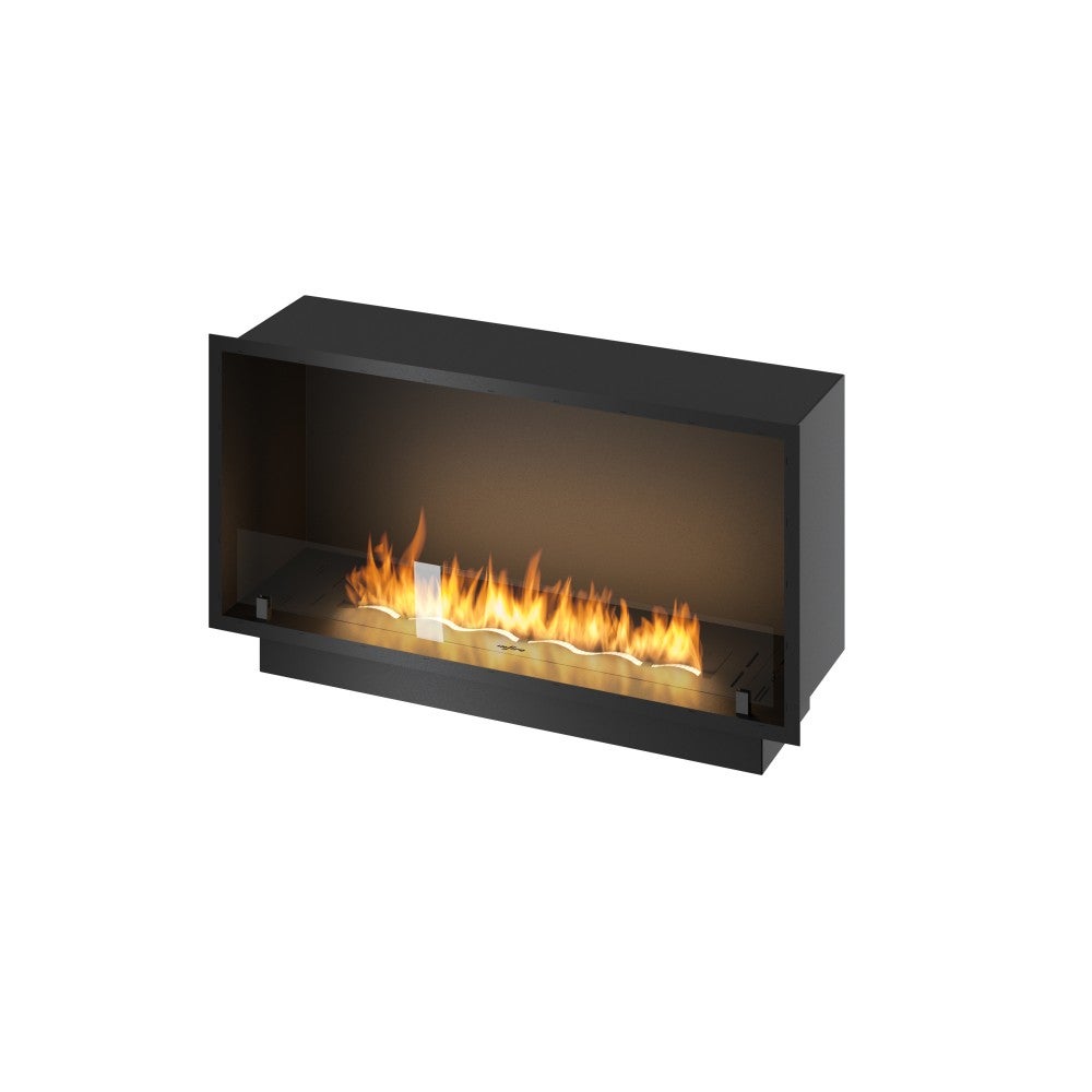 Kominek bioetanolowy Inside Black 1000 do zabudowy - matowa czerń, ze szkłem, palnik 3 l, nowoczesny design