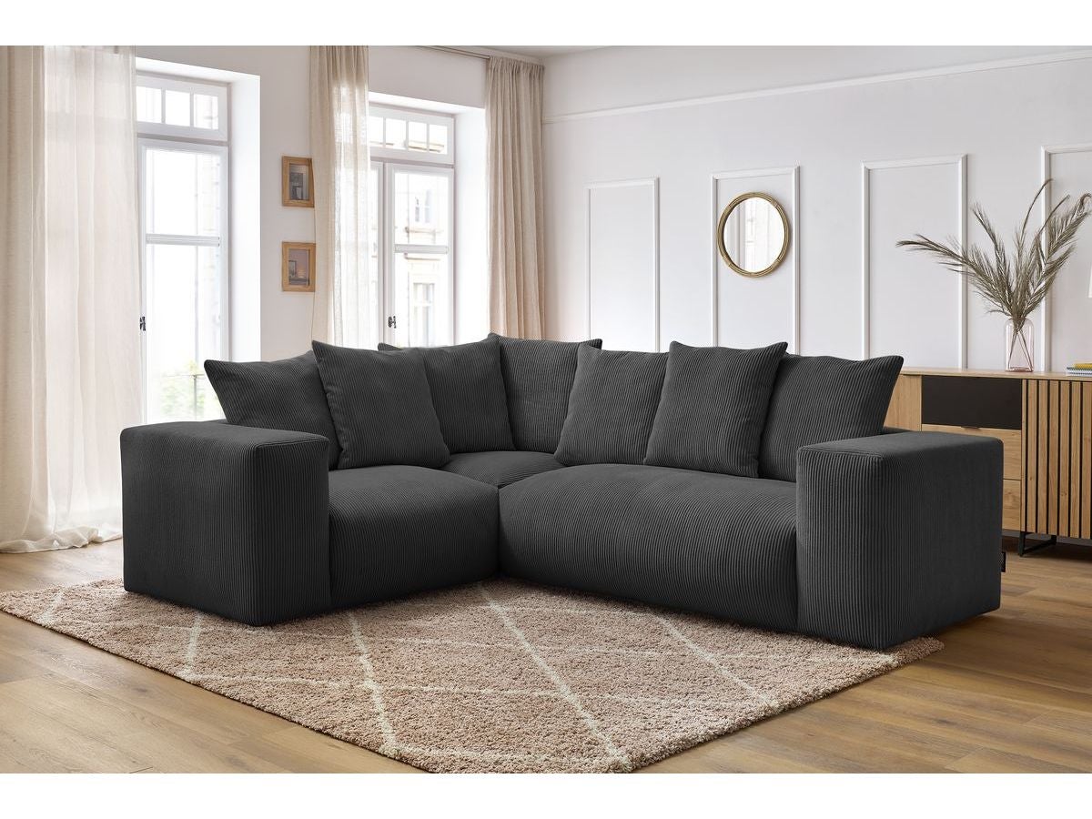 BOBOCHIC Canapé d'angle fixe modulable VOLTAIRE avec 1 chauffeuse 2 places, 1 angle et 1 chauffeuse 1 place Gris foncé Angle gauche - 3