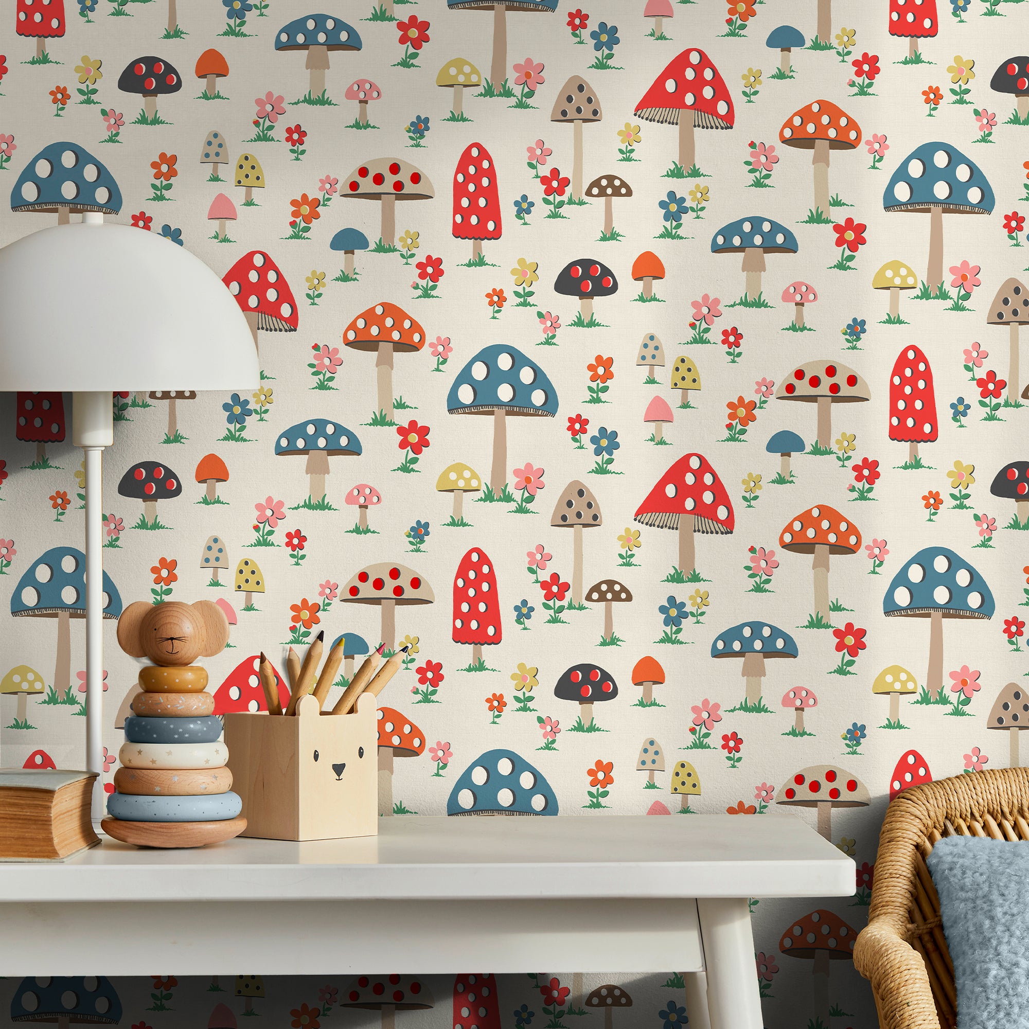 Cath Kidston Tapeta filzelinowa MUSHROOMS wielokolorowy 10 m x 52 cm