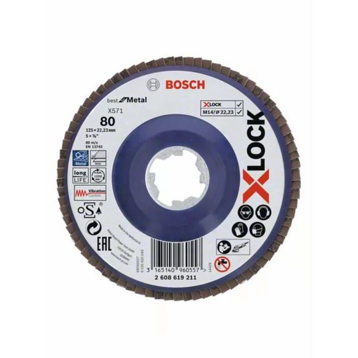 2x Plateau à Lamelles Bosch X-LOCK 125mm Grain K40 - Best For Metal Meuleuse Angulaire