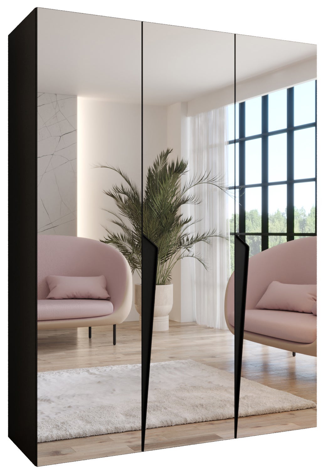 Szafa uchylna otwierana Piano 3 150 x 52 x 202 cm czarny + u. Czarny Abiks Meble