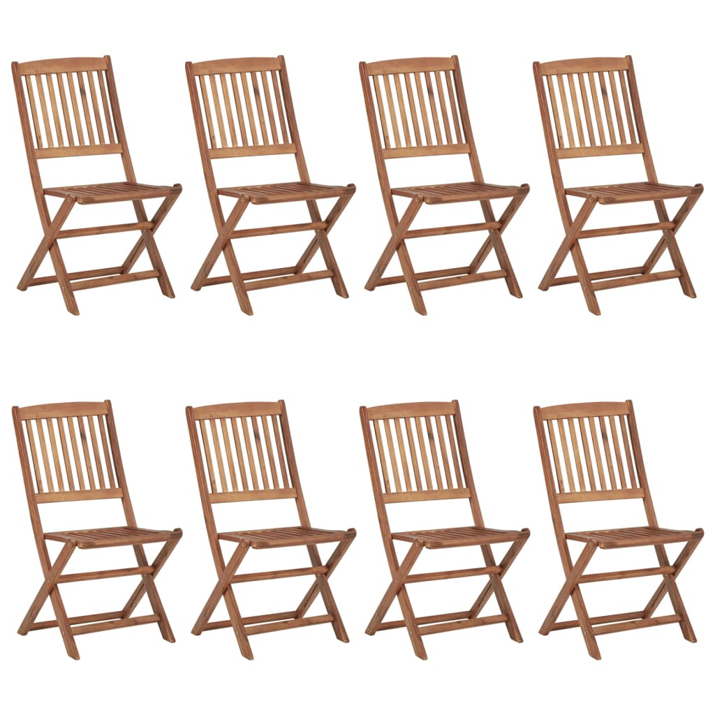 Chaises pliables de jardin 8 pcs avec coussins Bois d'acacia 27 - 2