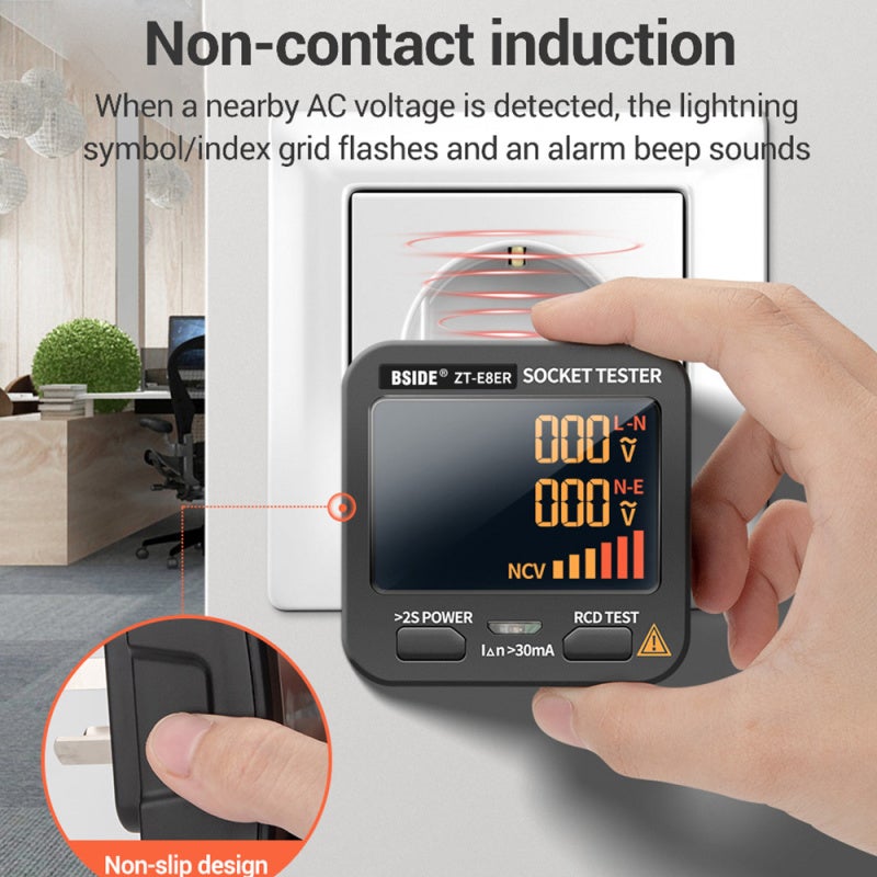 Détecteur de tension électrique avec écran LCD numérique, tester de prise, fonctions de test NCV et polarité, inspection de sécurité pour maison, écol - 8