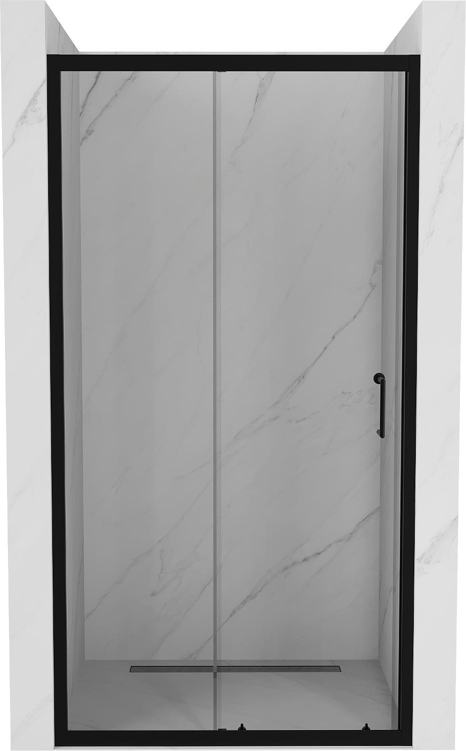 Mexen Apia drzwi prysznicowe rozsuwane 130 cm, transparent, czarne - 845-130-000-70-00