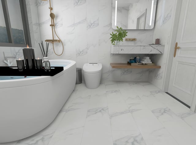 CONTESSE - Dalle PVC Clipsable - MARBRE BLANC - Ep. 5,5 mm - marbre