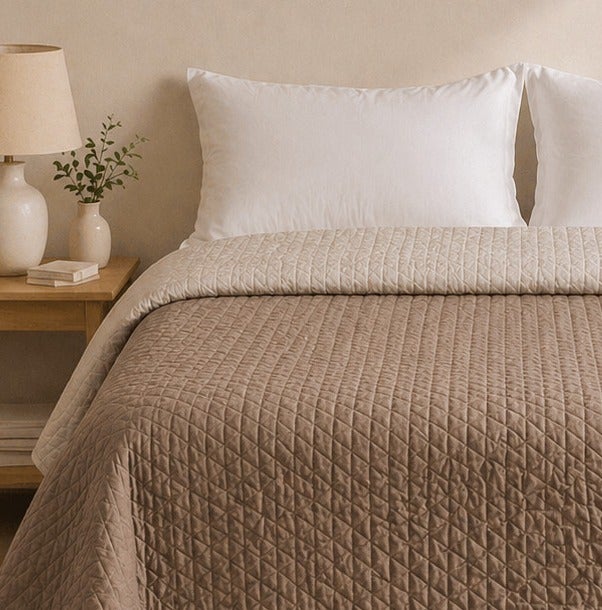 Colcha Bicolor Reversible Cuero/Lino Cama 180cm Donegal Collections - 7