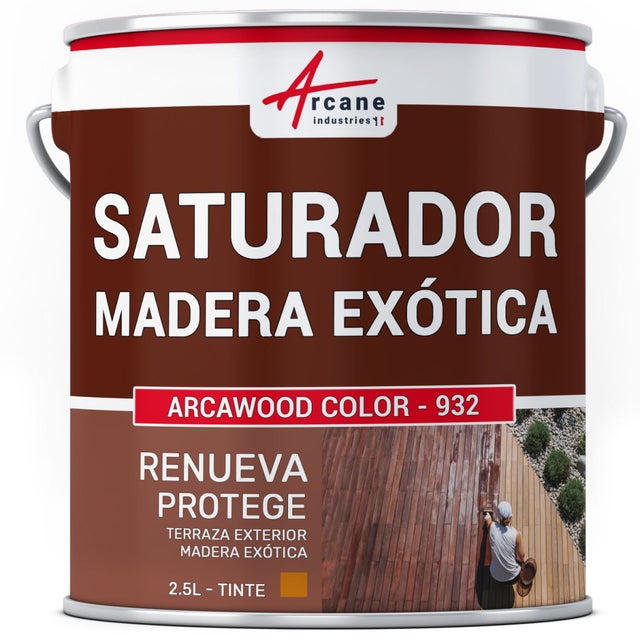 Saturador Madera Exótica para Teca, Ipé, Cumaru... : ARCABOIS EXOTIQUE - 2,5 L (hasta 12,5 m²) Pino de Oregón - Tinte Naranja - ARCANE INDUSTRIES