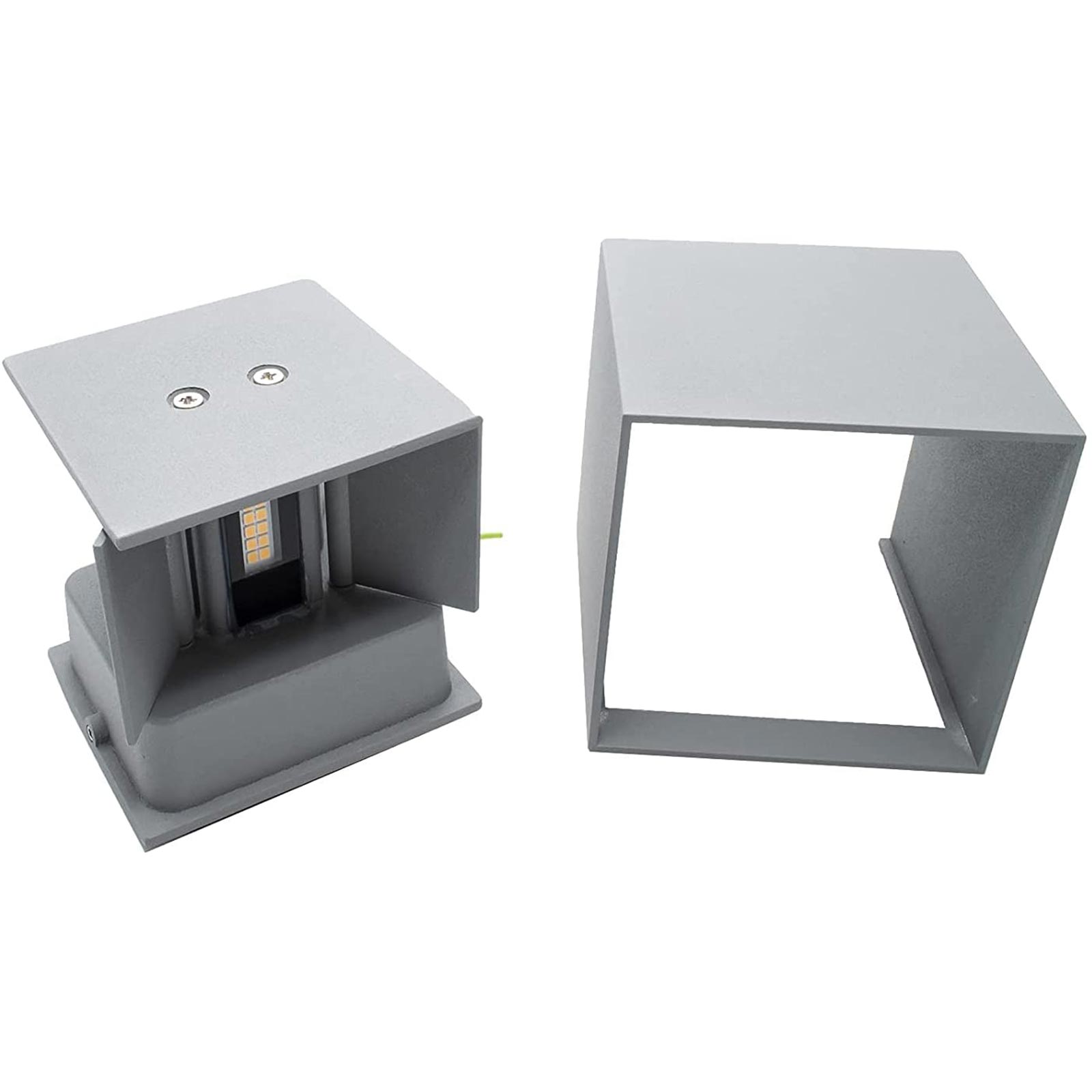 Extérieur IP65 LED 12W cube applique double faisceau éclairage mur façade jardin maison hôtel 230V GRIS COULEUR 4000K - 4