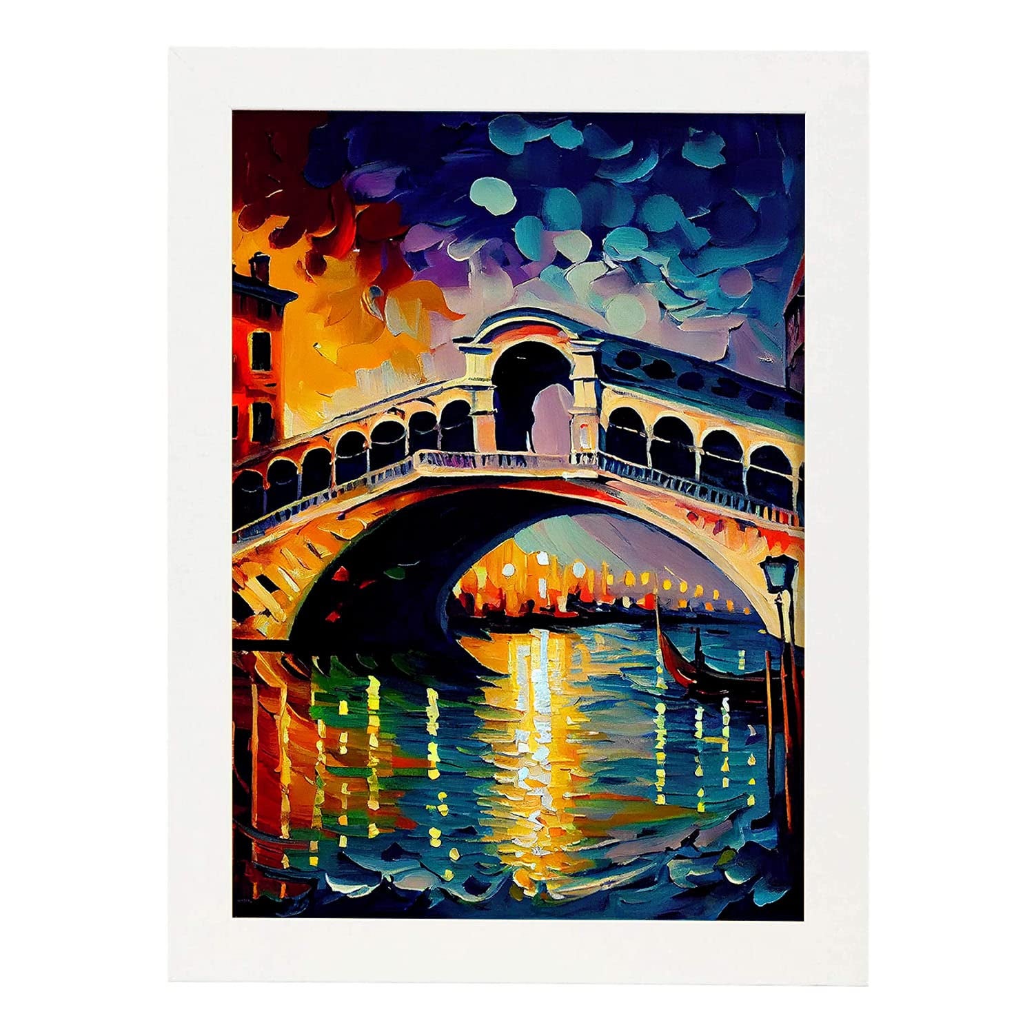 Nacnic poster de puente de rialto en estilo pintura al óleo ilustraciones de monumentos en estilo fotográfico a todo color diseño y a3 marcos blanco