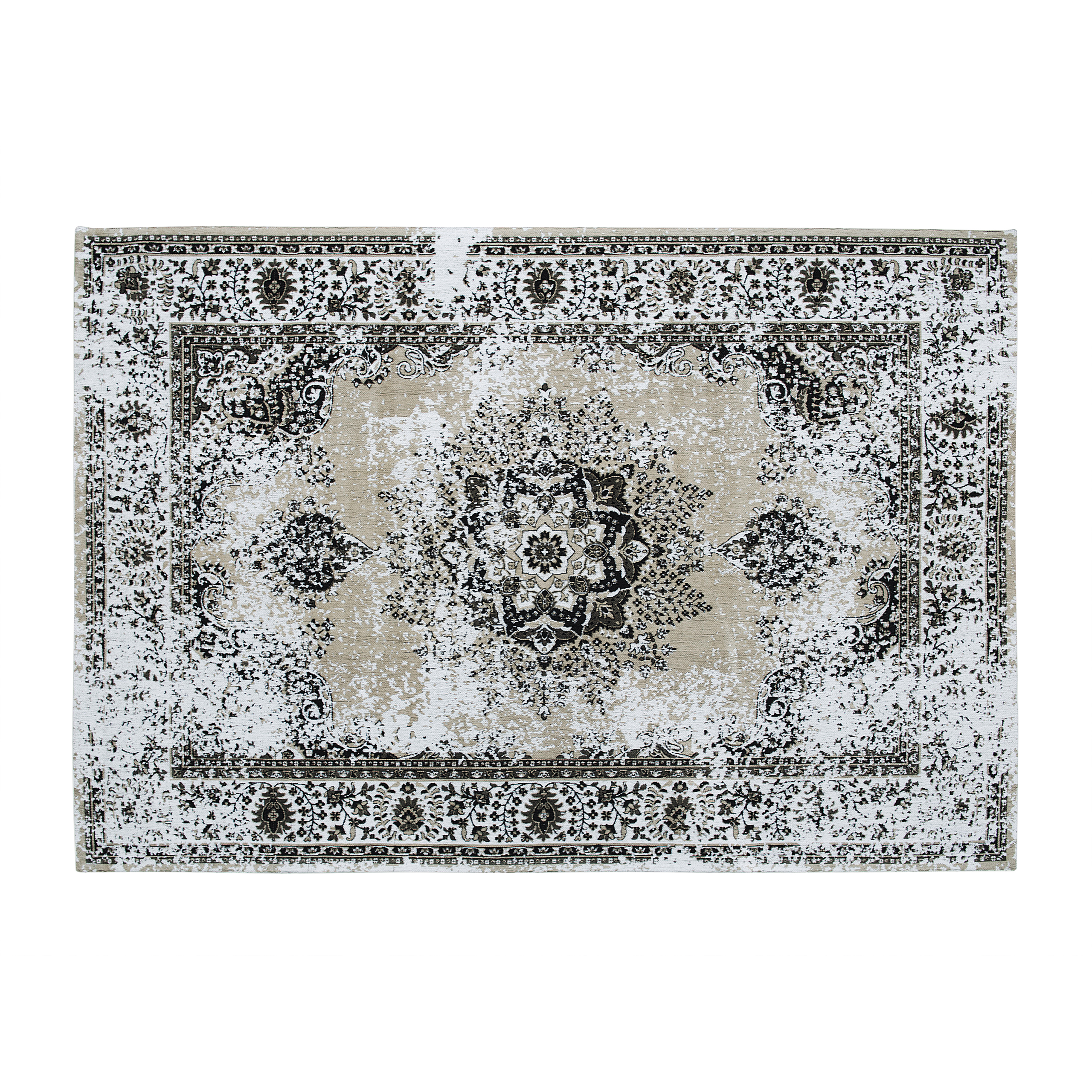 Beliani alfombra de algodón beige/gris 140 x 200 cm almus