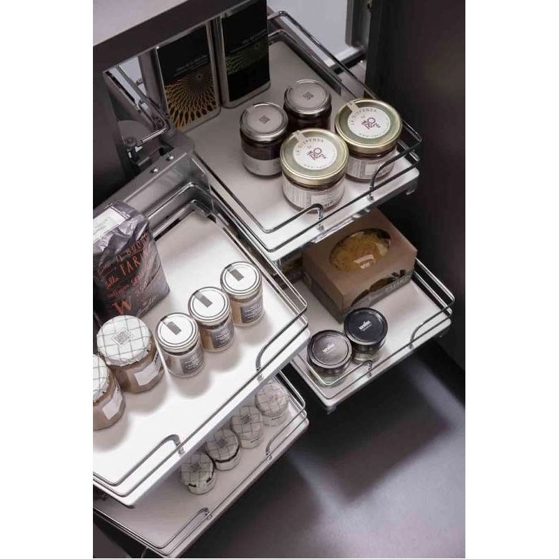 Ferrure d'angle smart corner extractible - Décor corbeille : Blanc / Fil chromé - Matériau : Mélaminé / Acier - Sens : - 3