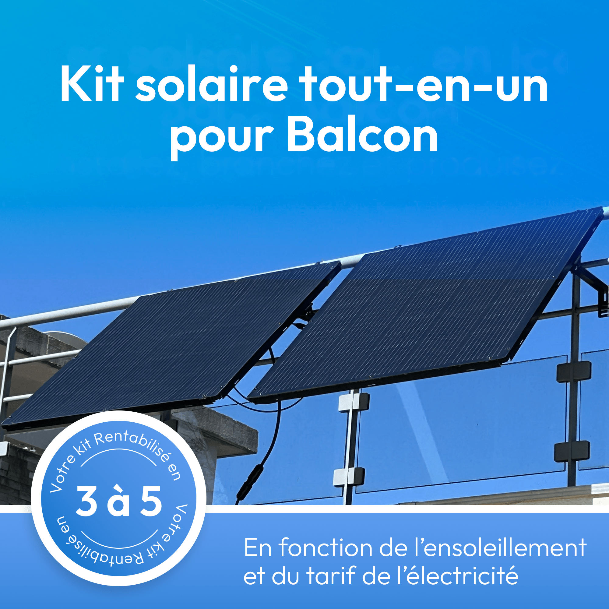 Panneau Solaire en kit Plug and Play Balcon - 400W - Panneaux Monocristallins avec Micro Onduleur EV500 - Montage Rapide 30 Minutes - Application Tuya - 2