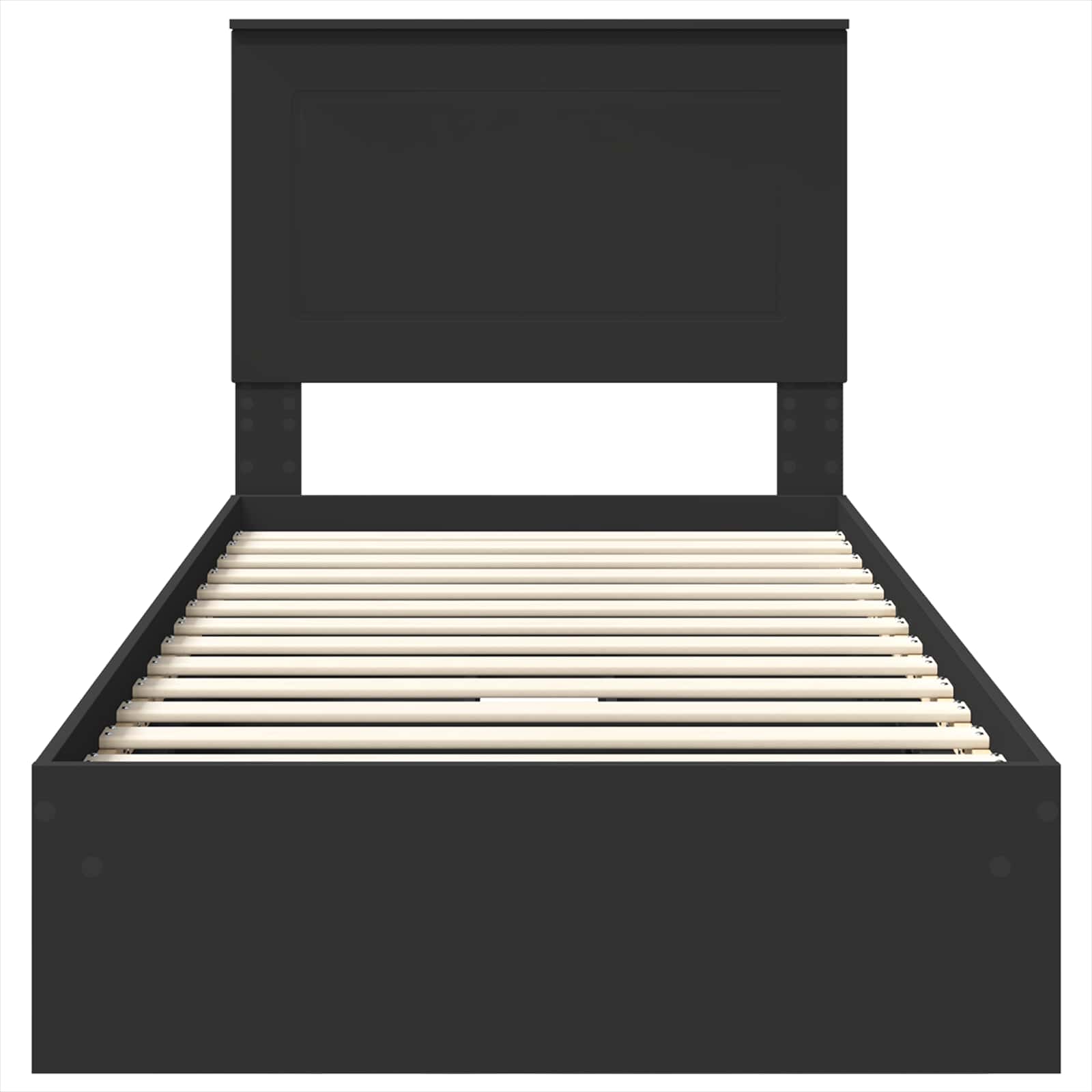 Lit de rangement avec tiroir noir 75 x 190 cm panneau de bois - 8