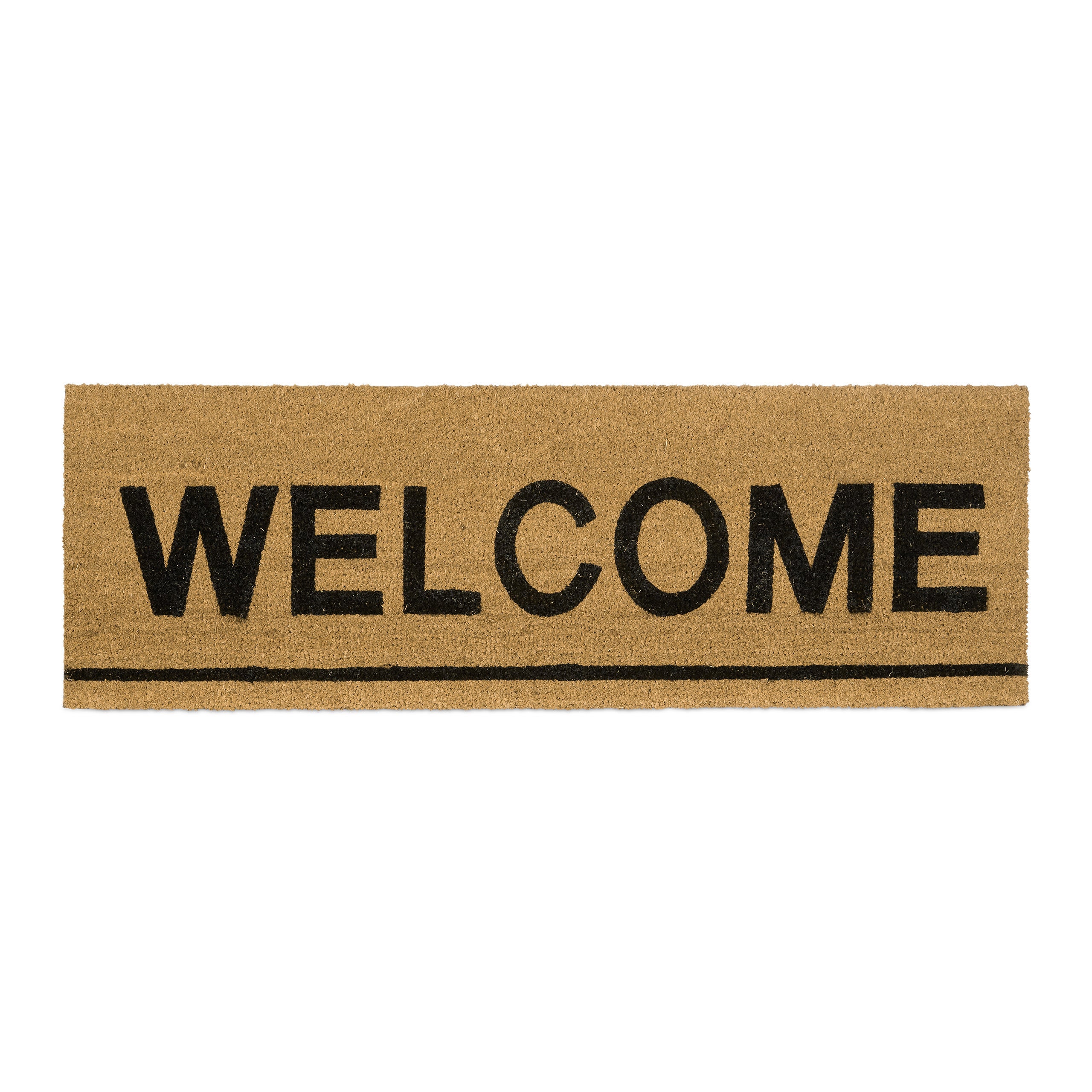 Relaxdays felpudo extra largo de coco, mensaje welcome, tapete puerta, alfombra entrada, 40 x 120 cm, color natural