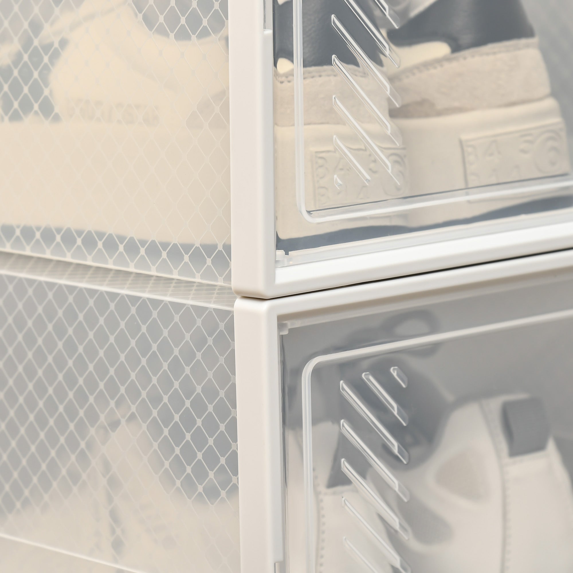 Lot de 18 boites cubes rangement à chaussures modulable avec portes transparentes - 25 x 35 x 19 cm - 8