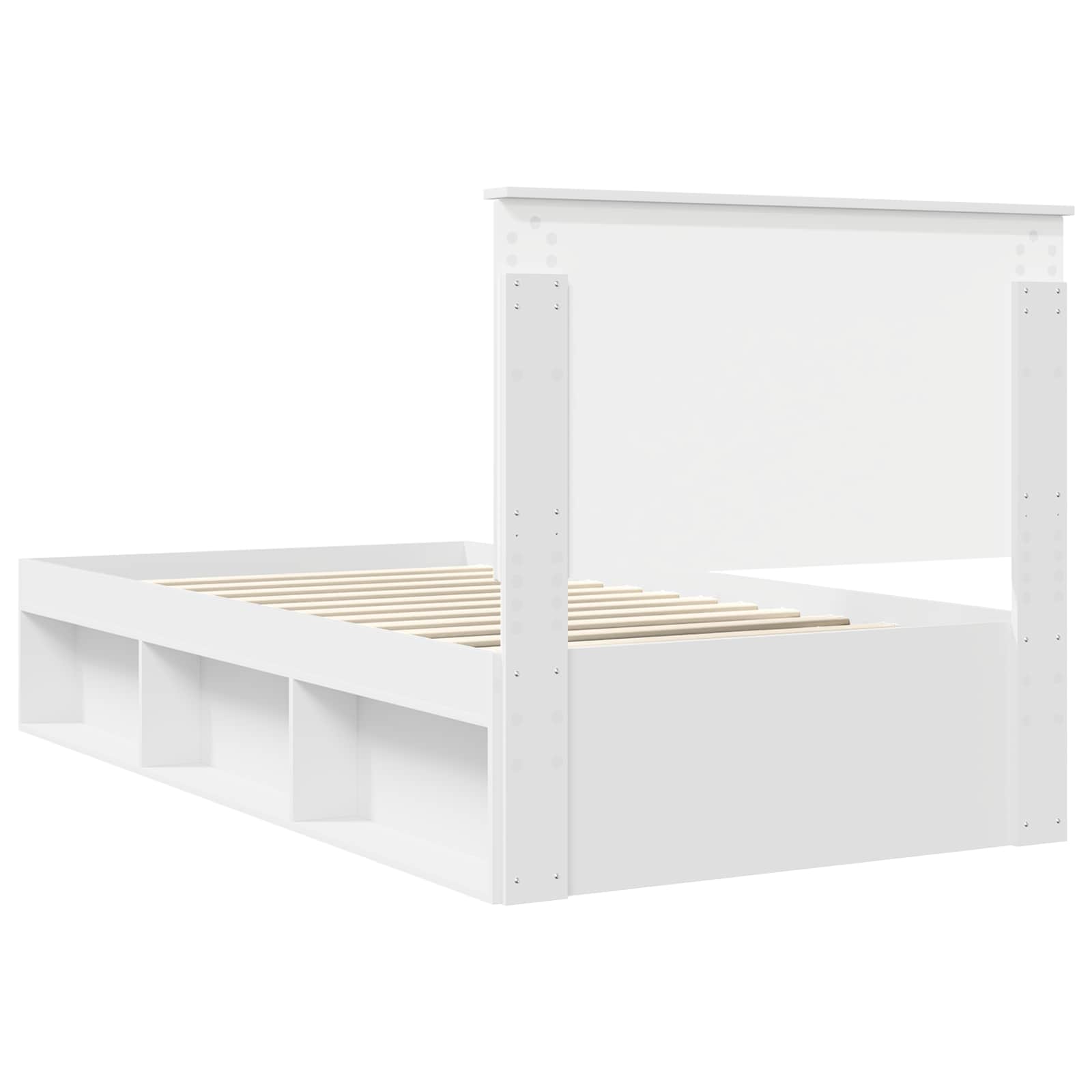 Cadre de lit en bois de pin massif blanc, pour la chambre, 100 × 200 cm - 9