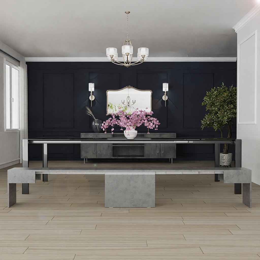 Panca allungabile con porta allunghe 65x25xh45 cm Cemento Scuro - 2