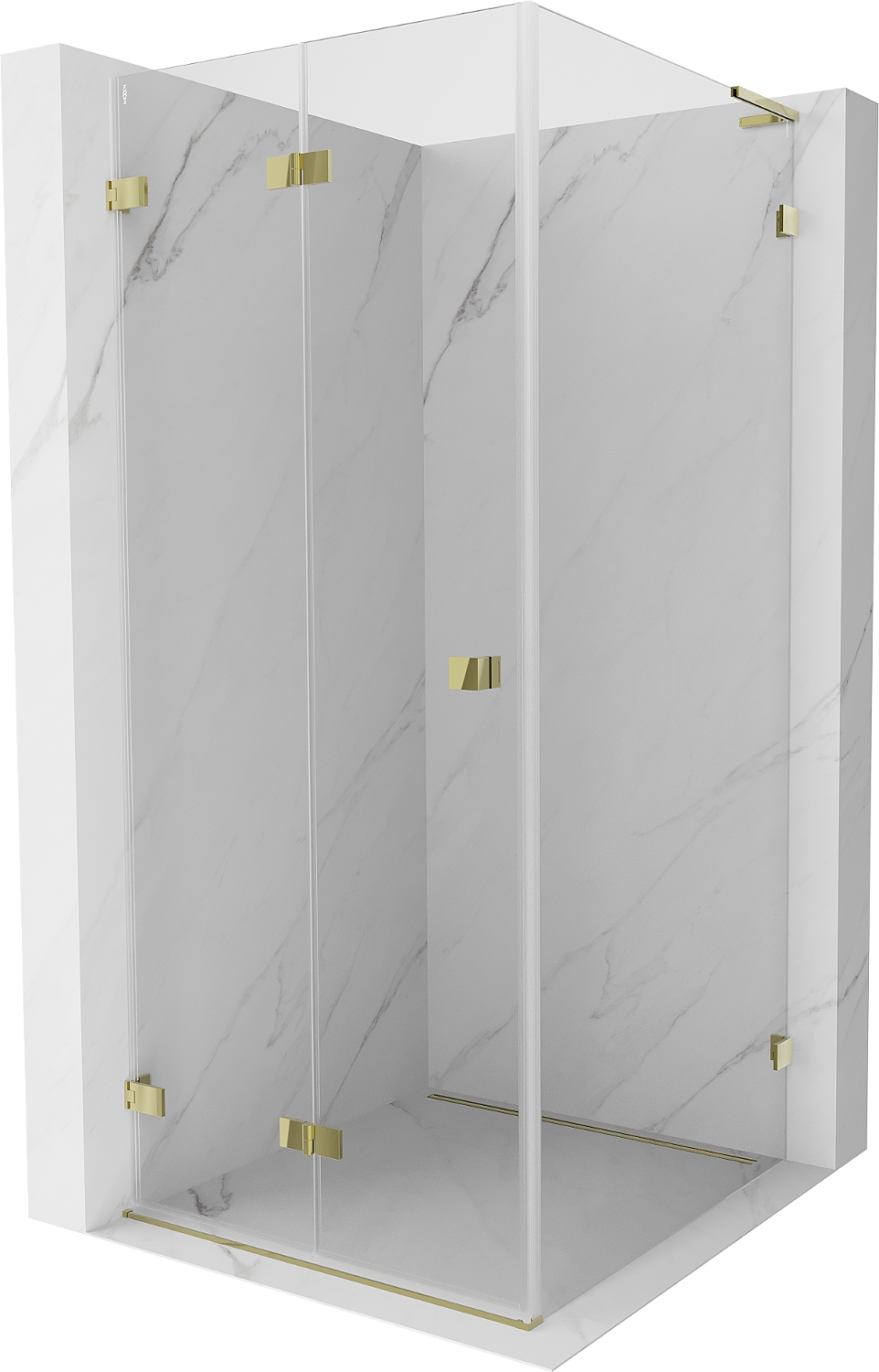 Mexen Lunar-F L kabina prysznicowa składana lewa 90 x 90 cm, transparent, złota - 836L-090-090-50-00-L