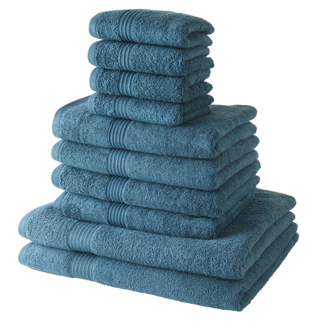 Lot de 4 serviettes invité + 4 serviettes de bain + 2 draps de bain coton uni ESSENTIAL